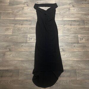 St. John Off the Shoulder Black Gown Maxi Dress Size 8